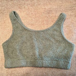 Green Fuzzy Teddy Bear Marshmallow Crop Tank Top, Sz Medium